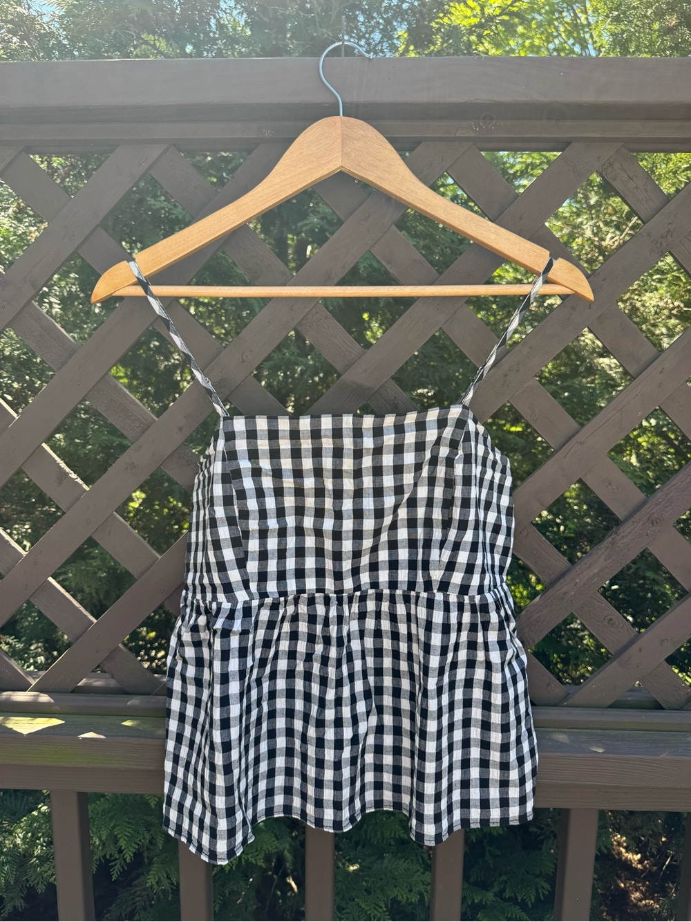 wild fable Black and White Gingham Peplum Tank Top